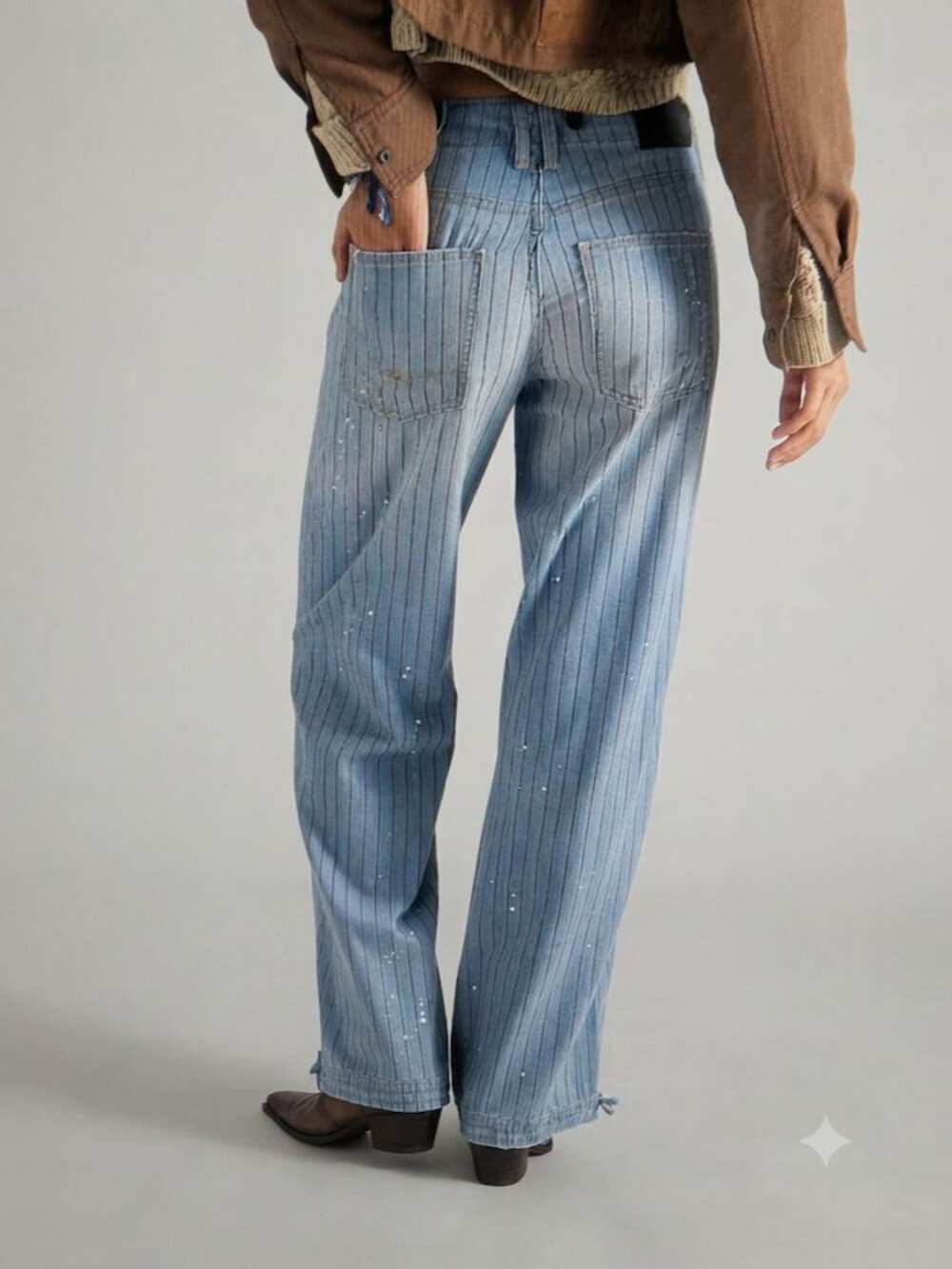 NWT Free People We The Free Don't Wait Up Pinstripe Boyfriend Jeans Size 26 - Picture 2 of 10